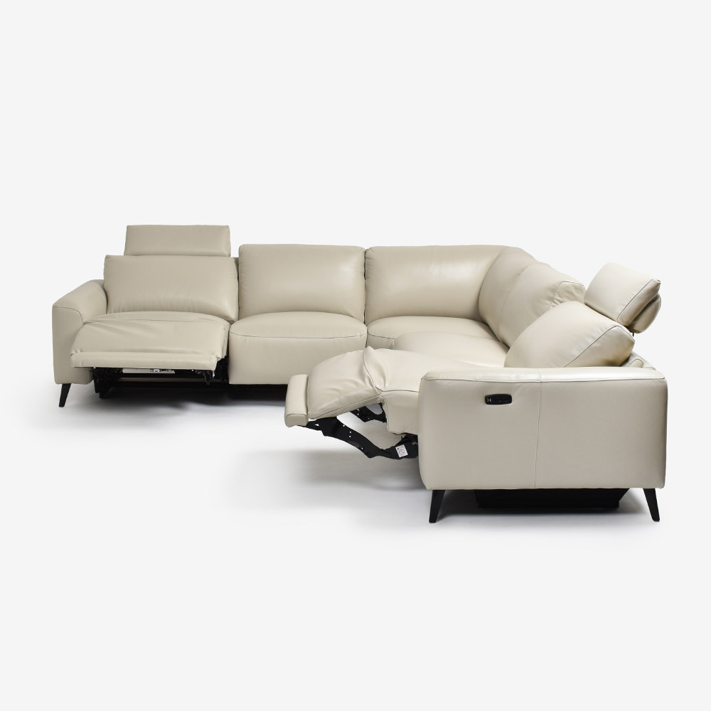 電動リクライニングコーナーソファ3点セット「L/S Motion 77(エルエスモーション77)」幅275cm 革#J/S-041E オイスターグレー色