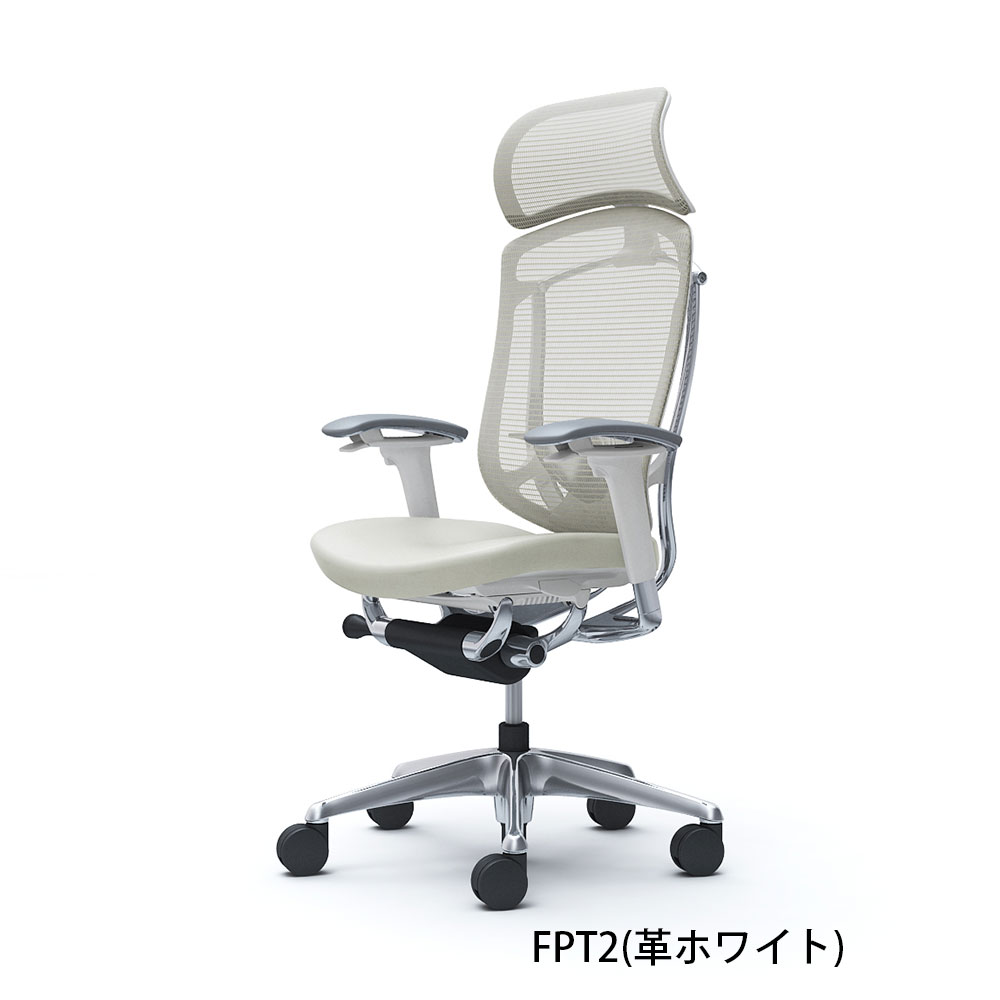 「コンテッサセコンダ」座面/クッション(革)フレーム/ポリッシュ ボディーカラー/ホワイト 大型ヘッドレスト 張地全3色 ランバーサポート有・無【受注生産品】okamura(オカムラ)