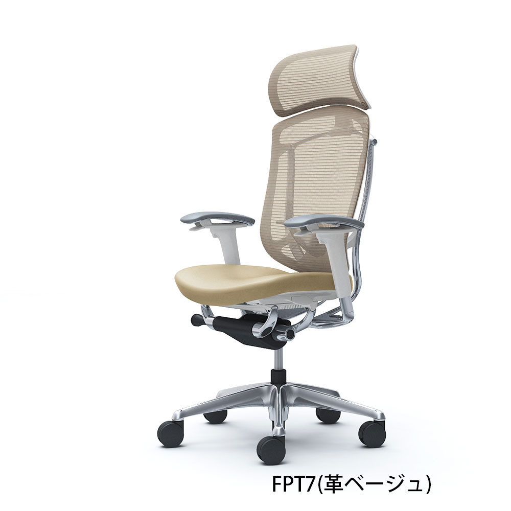 「コンテッサセコンダ」座面/クッション(革)フレーム/ポリッシュ ボディーカラー/ホワイト 大型ヘッドレスト 張地全3色 ランバーサポート有・無【受注生産品】okamura(オカムラ)
