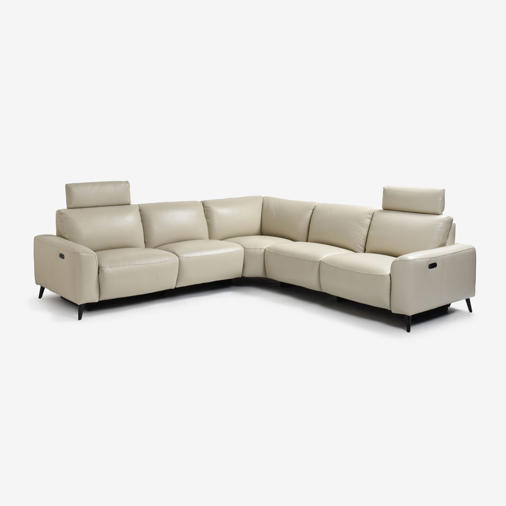 電動リクライニングコーナーソファ3点セット「L/S Motion 77(エルエスモーション77)」幅275cm 革#J/S-041E オイスターグレー色