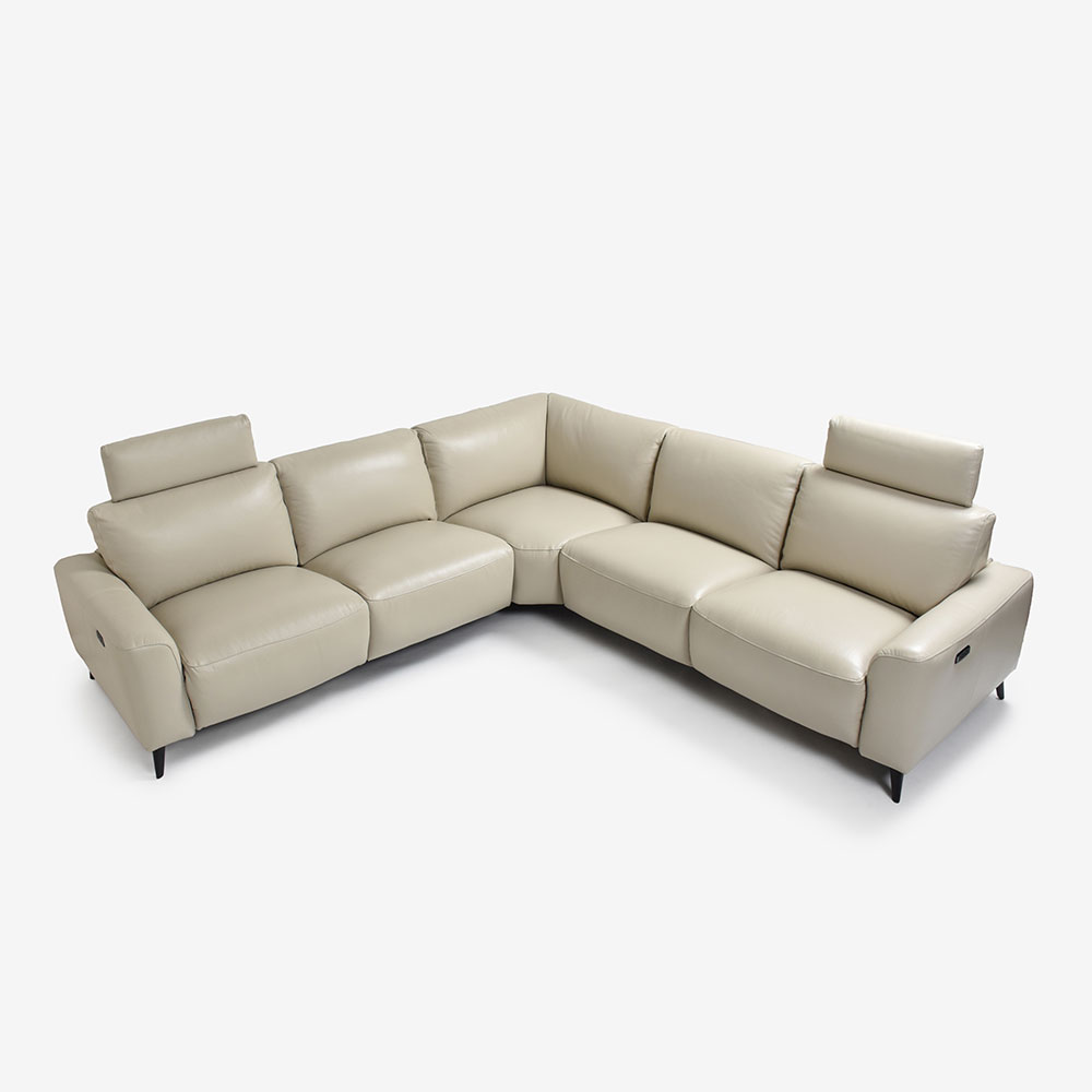 電動リクライニングコーナーソファ3点セット「L/S Motion 77(エルエスモーション77)」幅275cm 革#J/S-041E オイスターグレー色