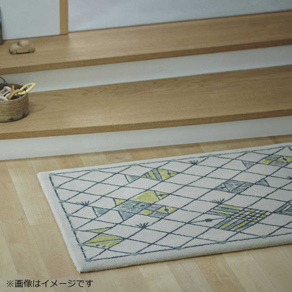 山形緞通 手刺緞通「happy ocean」XSサイズ (幅95x長さ60cm) 防炎【受注生産品】