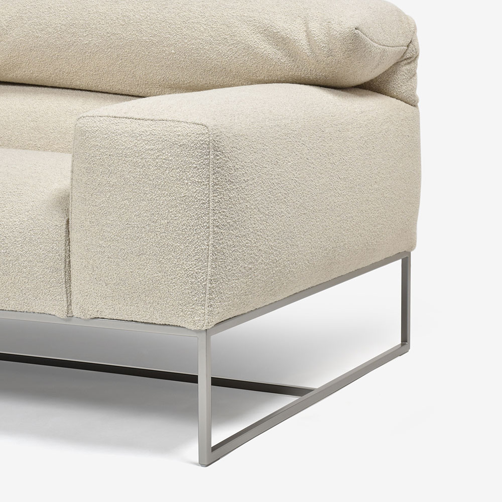 erba(エルバイタリア)カウチソファ2点セット 向って左カウチ「フォーエバーヤング」幅250cm 布#SUPER ブークレ ベージュ色【お手入れキットの特典付き】