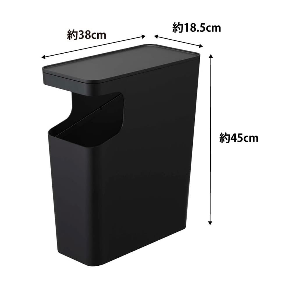ダストボックス＆サイドテーブル「タワー 3989」15L ブラック ゴミ箱