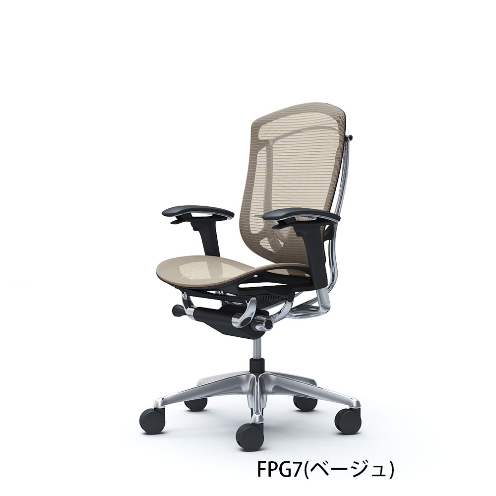 「コンテッサセコンダ」座面/メッシュ　フレーム/ポリッシュ　ボディーカラー/ブラック　ヘッドレスト無し　張地全13色　ランバーサポート有・無【受注生産品】okamura(オカムラ)