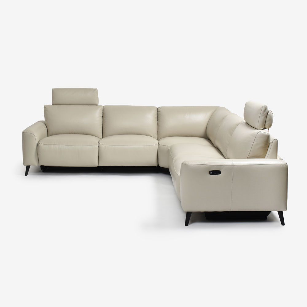 電動リクライニングコーナーソファ3点セット「L/S Motion 77(エルエスモーション77)」幅275cm 革#J/S-041E オイスターグレー色