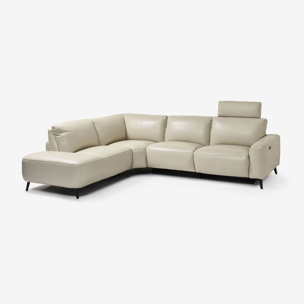 電動リクライニングコーナーソファ3点セット 向かって左カウチ「L/S Motion 77(エルエスモーション77)」幅275cm 革#J/S-041E オイスターグレー色