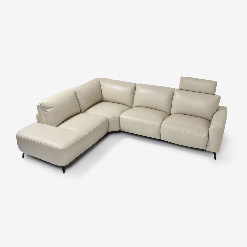 電動リクライニングコーナーソファ3点セット 向かって左カウチ「L/S Motion 77(エルエスモーション77)」幅275cm 革#J/S-041E オイスターグレー色