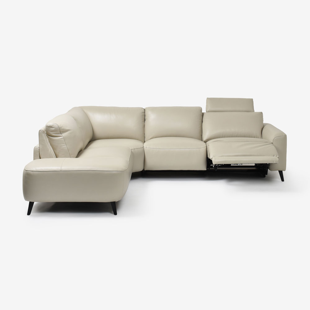 電動リクライニングコーナーソファ3点セット 向かって左カウチ「L/S Motion 77(エルエスモーション77)」幅275cm 革#J/S-041E オイスターグレー色