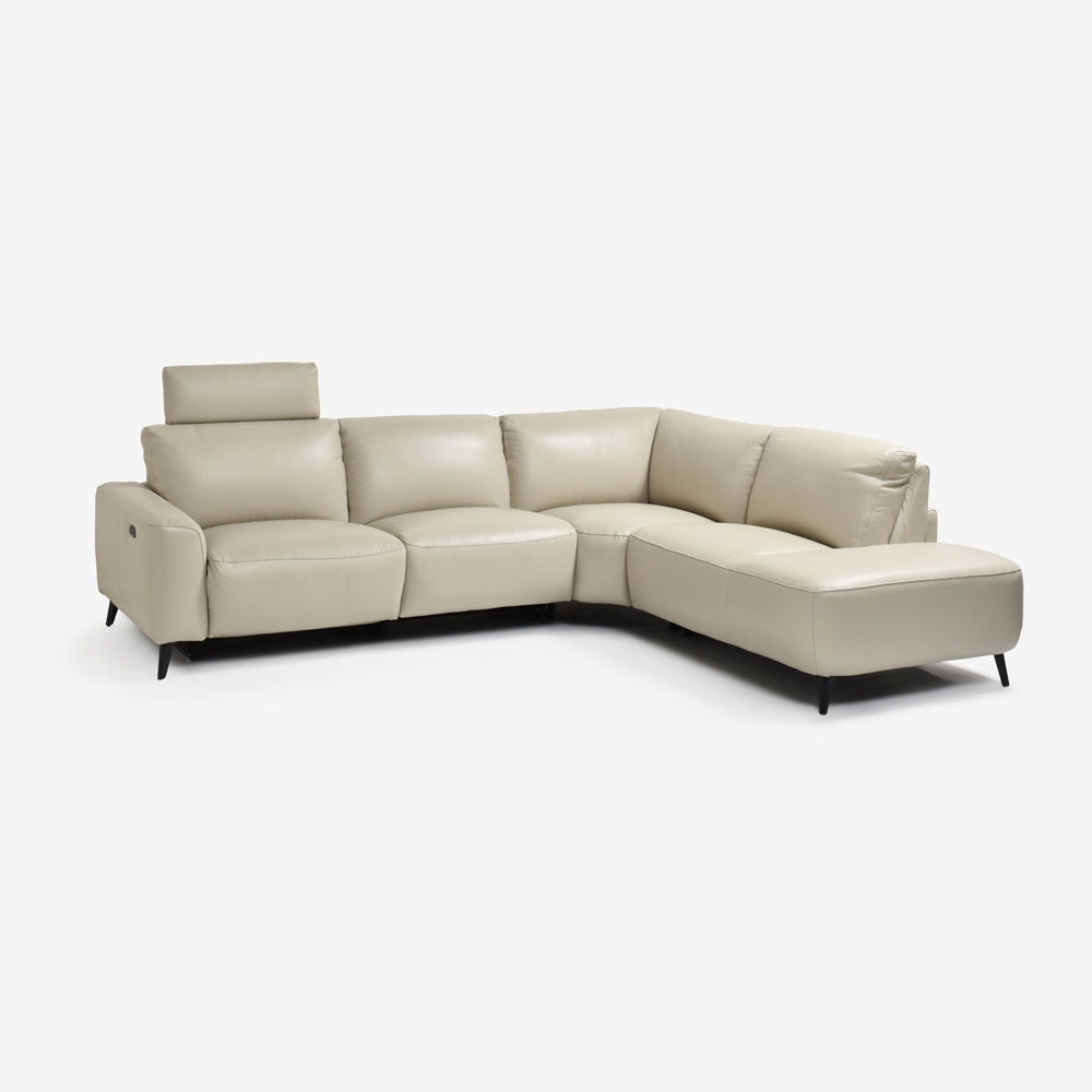 電動リクライニングコーナーソファ3点セット 向かって右カウチ「L/S Motion 77(エルエスモーション77)」幅275cm 革#J/S-041E オイスターグレー色
