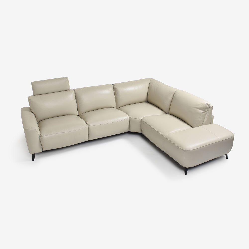 電動リクライニングコーナーソファ3点セット 向かって右カウチ「L/S Motion 77(エルエスモーション77)」幅275cm 革#J/S-041E オイスターグレー色