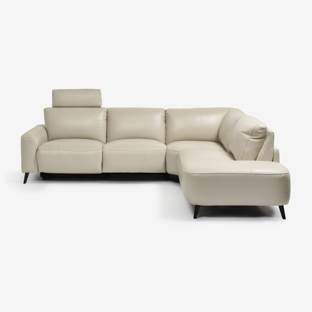 電動リクライニングコーナーソファ3点セット 向かって右カウチ「L/S Motion 77(エルエスモーション77)」幅275cm 革#J/S-041E オイスターグレー色