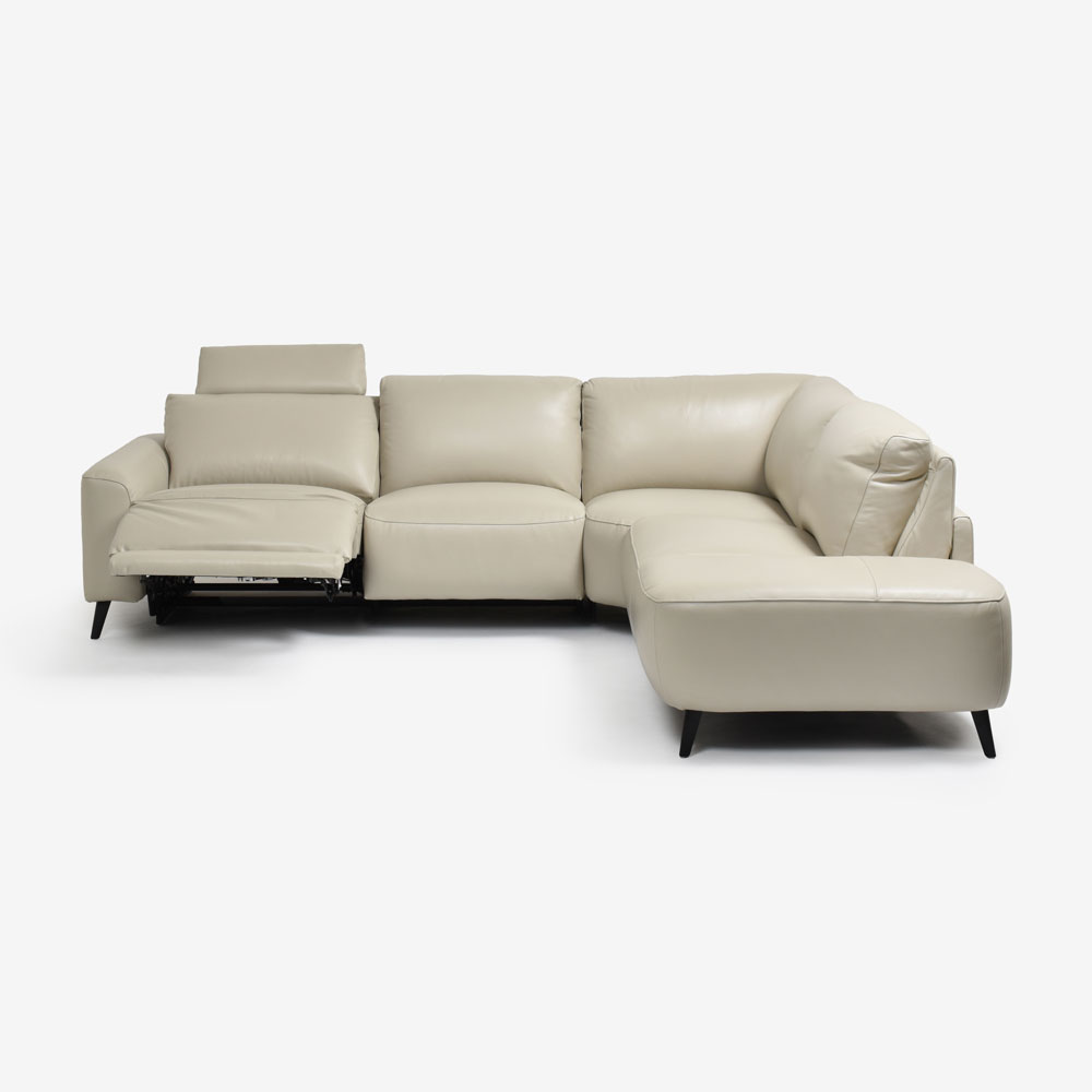 電動リクライニングコーナーソファ3点セット 向かって右カウチ「L/S Motion 77(エルエスモーション77)」幅275cm 革#J/S-041E オイスターグレー色