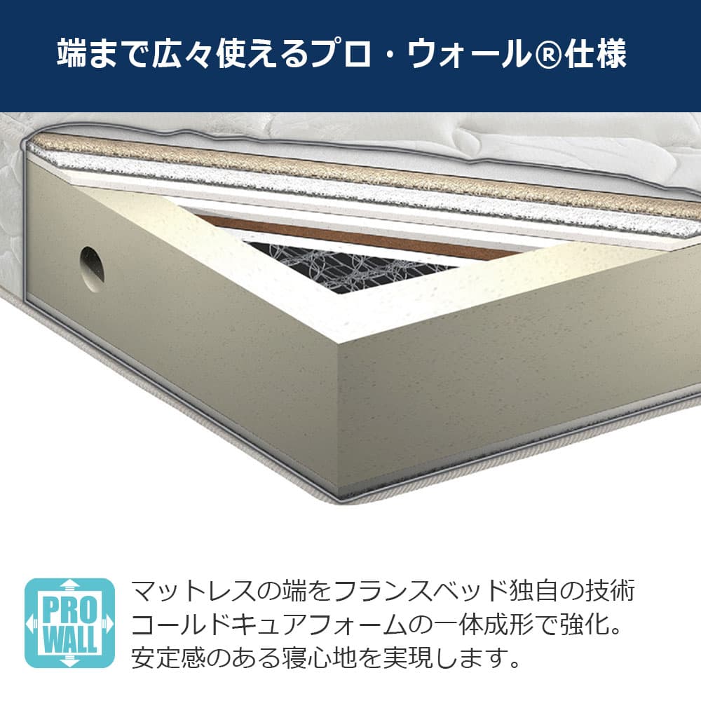 リクライニングマットレス「RX-HU-Ag-PW プレミア MON」厚さ24cm 高密度連続スプリング 全2サイズ FranceBed(フランスベッド)