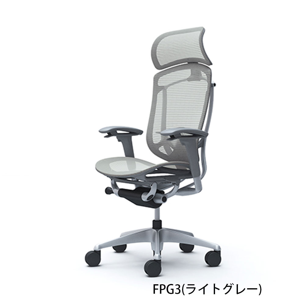 「コンテッサセコンダ」座面/メッシュ フレームカラー/シルバー ボディーカラー/グレー 大型ヘッドレスト 張地全13色 ランバーサポート有・無【受注生産品】okamura(オカムラ)