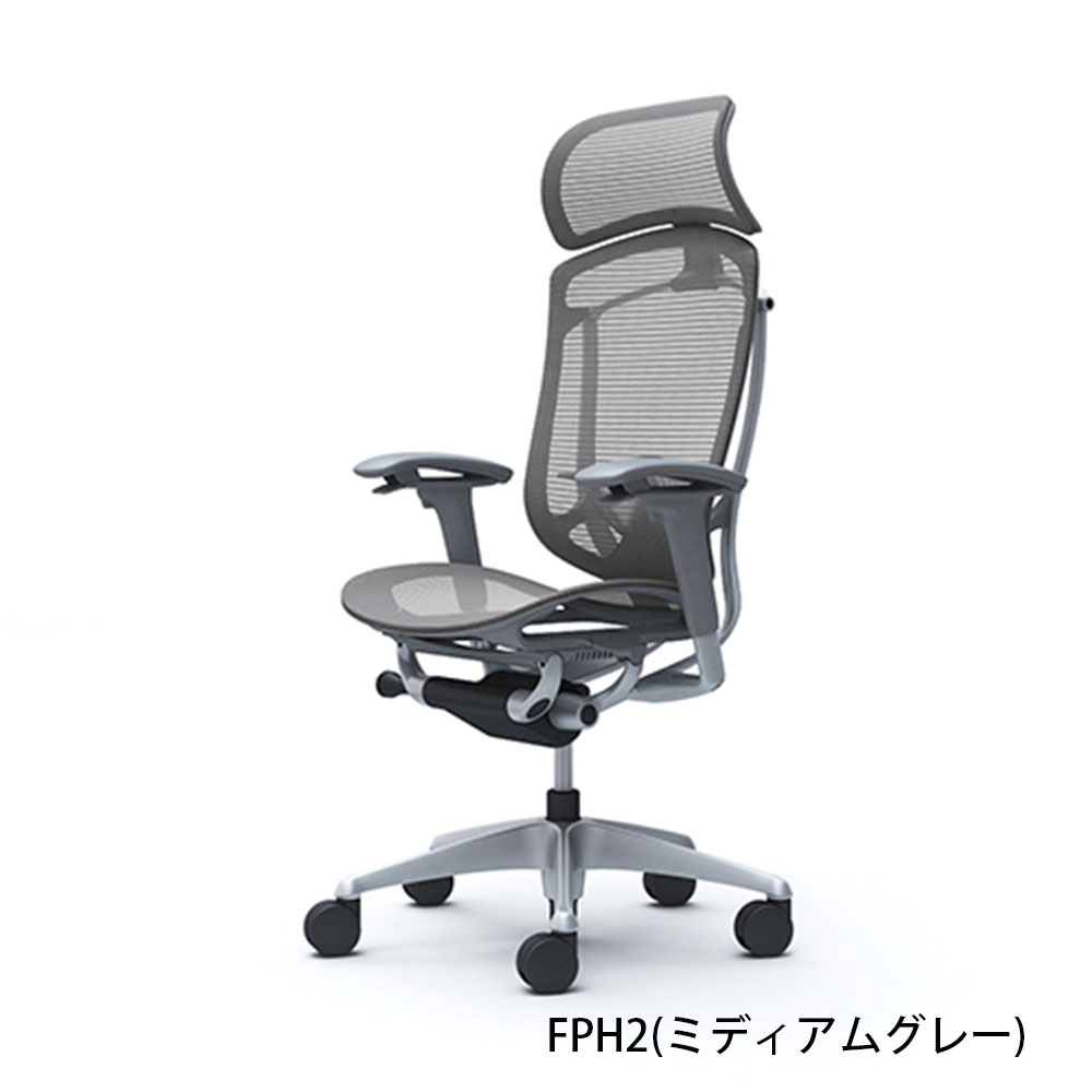 「コンテッサセコンダ」座面/メッシュ フレームカラー/シルバー ボディーカラー/グレー 大型ヘッドレスト 張地全13色 ランバーサポート有・無【受注生産品】okamura(オカムラ)