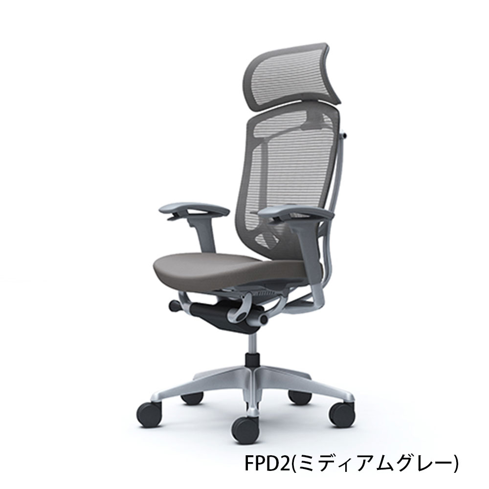 「コンテッサセコンダ」座面/クッション フレームカラー/シルバー ボディーカラー/グレー 大型ヘッドレスト 張地全13色 ランバーサポート有・無【受注生産品】okamura(オカムラ)