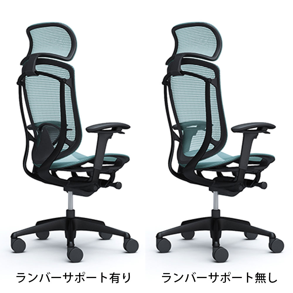「コンテッサセコンダ」座面/メッシュ フレームカラー/ブラック ボディーカラー/ブラック 大型ヘッドレスト 張地全13色 ランバーサポート有・無【受注生産品】okamura(オカムラ)