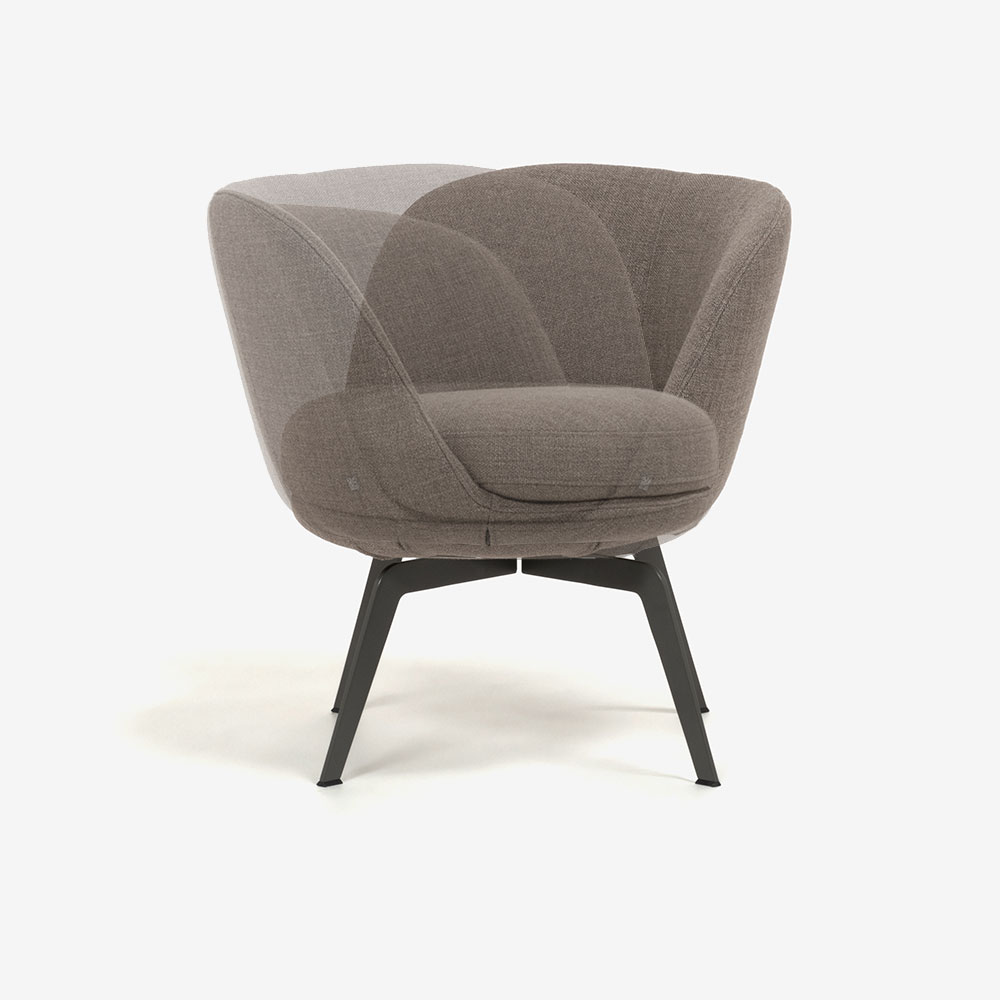ROLF BENZ(ロルフベンツ)ラウンジチェア「562」回転式 幅63cm 布#18.124 クオーツグレー色 / 脚グレー色