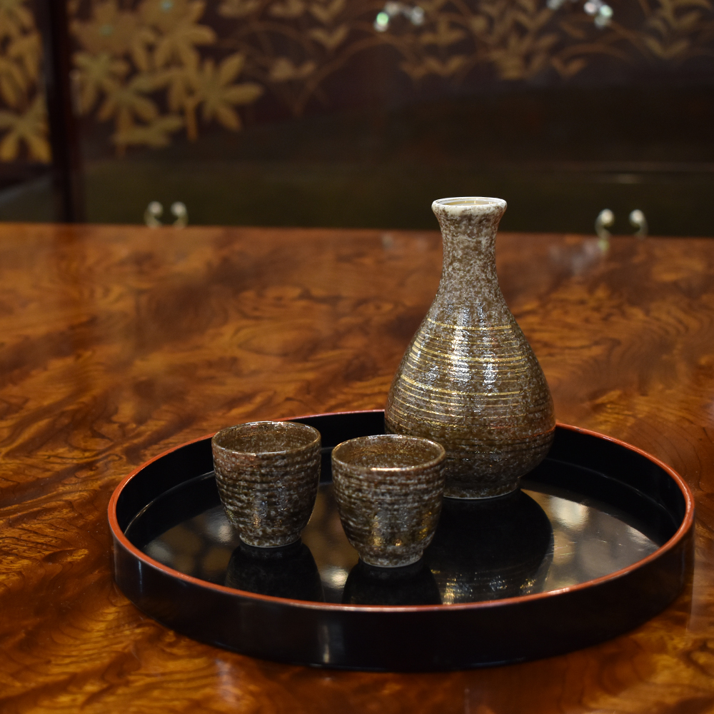 半酒器セット 雅刷毛 金 木箱入り【オンラインショップ限定品】