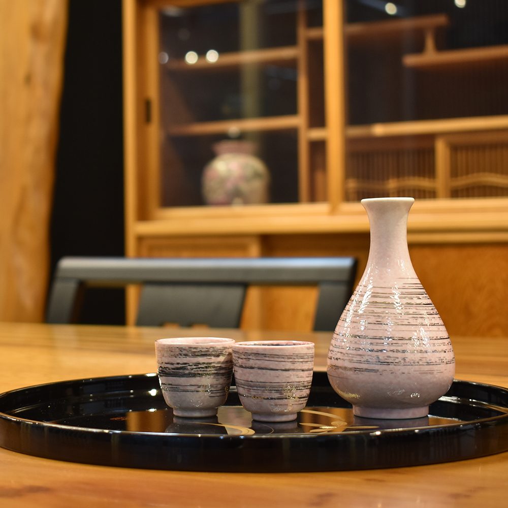 半酒器セット 雅刷毛 銀 木箱入り【オンラインショップ限定品】