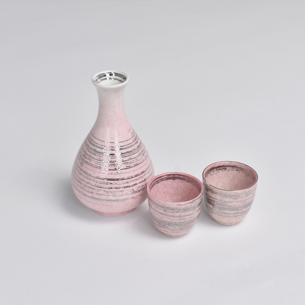 半酒器セット 雅刷毛 銀 木箱入り【オンラインショップ限定品】