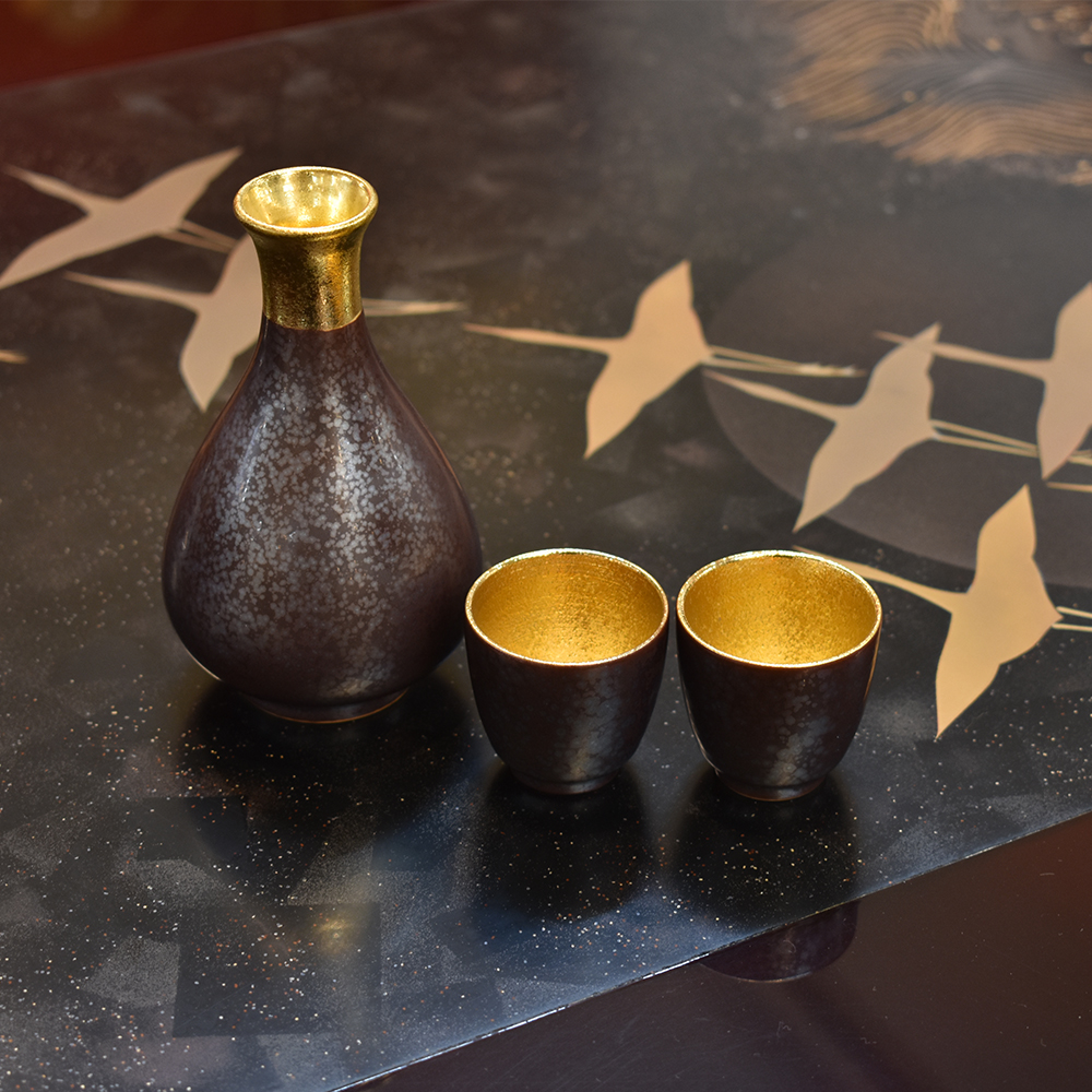 半酒器セット 結晶掛分金塗 木箱入り【オンラインショップ限定品】
