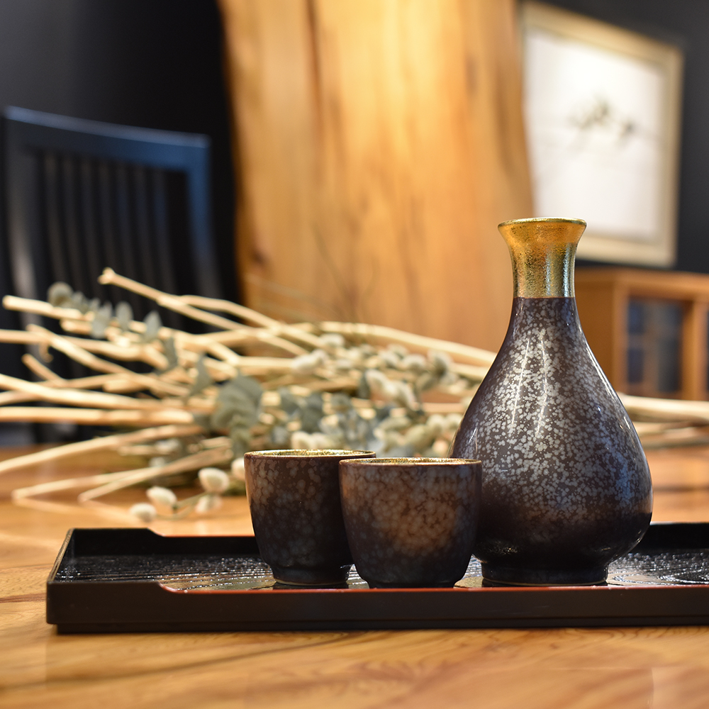半酒器セット 結晶掛分金塗 木箱入り【オンラインショップ限定品】