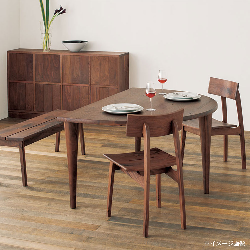 飛騨産業 ダイニングテーブル「森のことばWalnut SW390WP」半円形 幅150cm ウォールナット材(節入り)WA色【受注生産品】