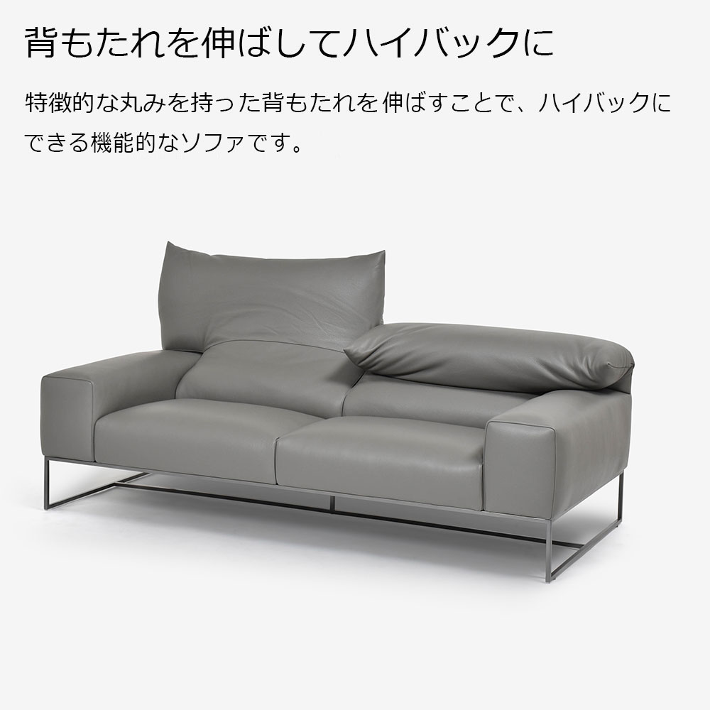 erba(エルバイタリア)ソファ 3人掛け「フォーエバーヤング」幅198cm 革#C ライトグレー色【お手入れキットの特典付き】