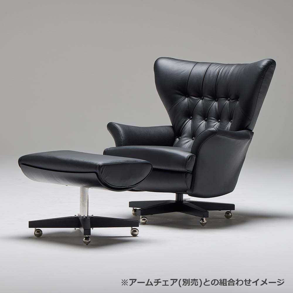 スツール「SIXTY TWO 6251」キャスター付 革ブラック【次回入荷未定】