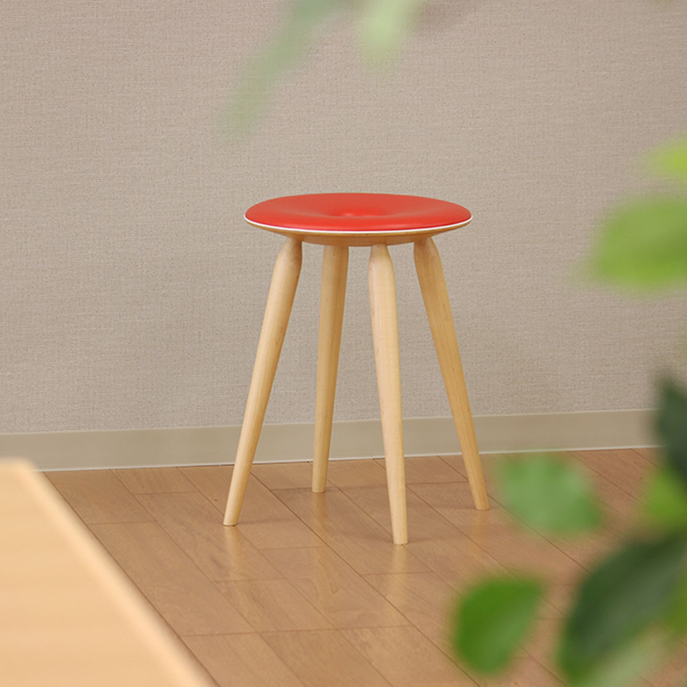 天童木工 リングスツール「S-3165MP-NT」メープル材 ビニールレザー 全3色【受注生産品】