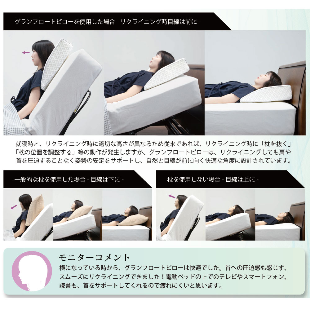 枕「グランフロートピロー」リクライニングベッド用 FranceBed(フランスベッド)
