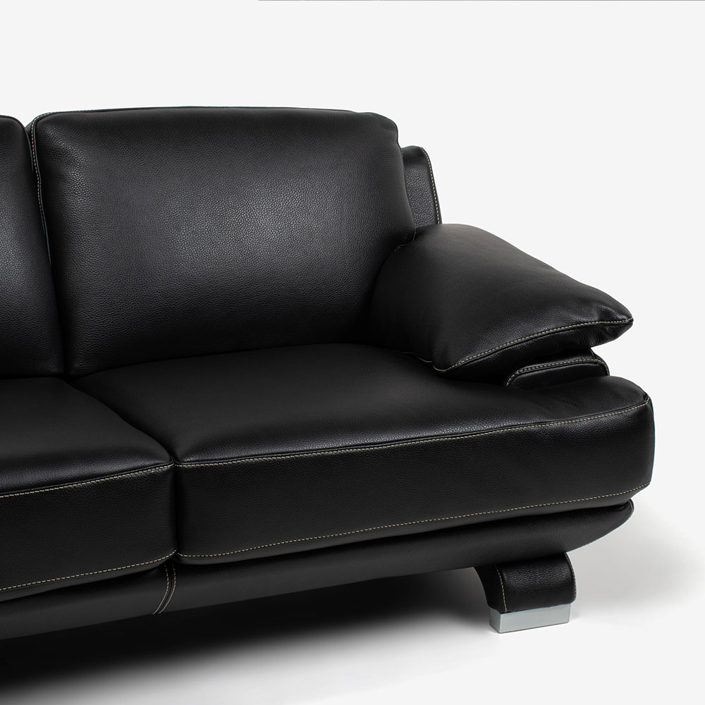 コーナーカウチソファ 向って左カウチ「L/S 01(エルエス01)」幅350x290cm 革ブラック色 #R-887C
