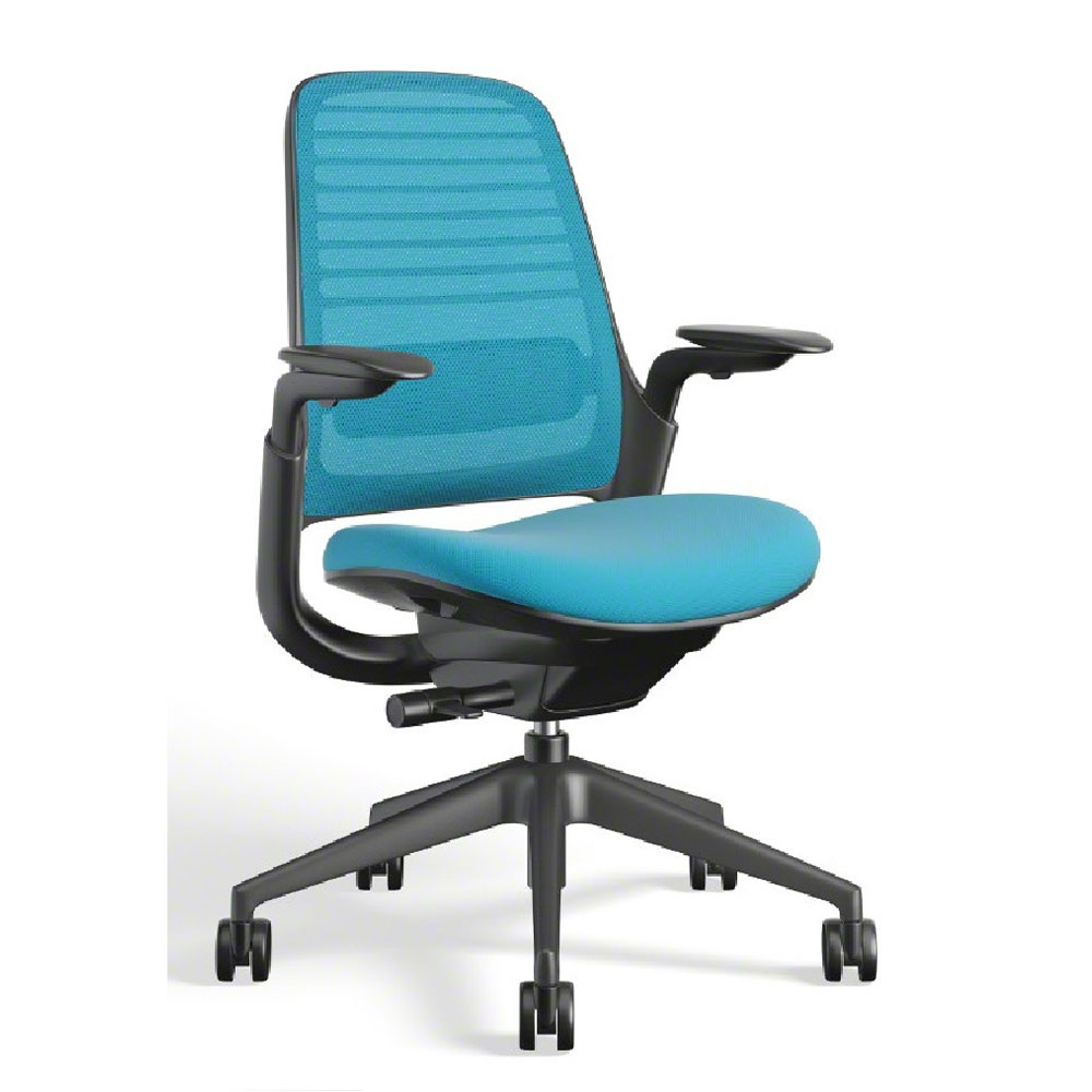 Steelcase(スチールケース)デスクチェア「シリーズ1」ブラックフレーム 座ブルージェイ