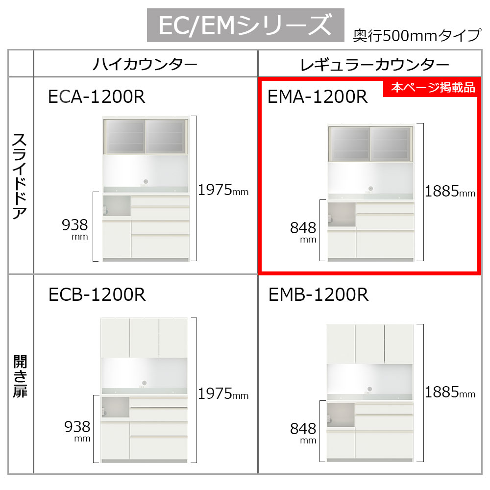 Pamouna(パモウナ)オープンボード「EMA-1200R」幅120cm 奥行50cm 高さ188.5cm スライドドア レギュラーカウンター 全3色