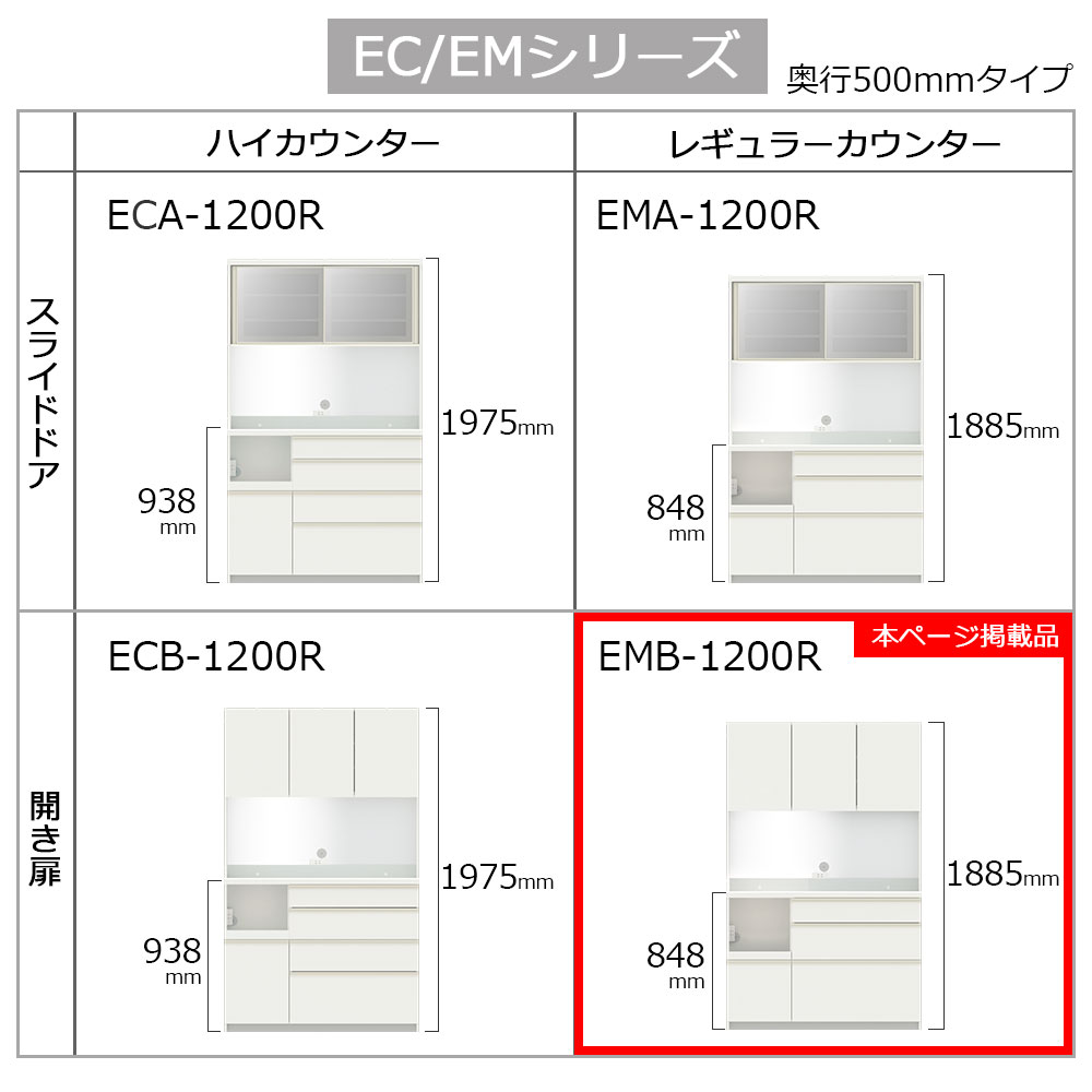 Pamouna(パモウナ)オープンボード「EMB-1200R」幅120cm 奥行50cm 高さ188.5cm 開き扉 レギュラーカウンター 全3色