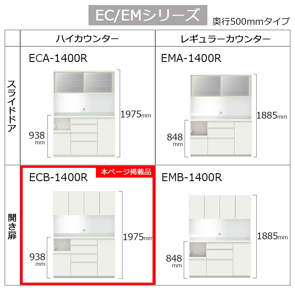 Pamouna(パモウナ)オープンボード「ECB-1400R」幅140cm 奥行50cm 高さ197.5cm 開き扉 ハイカウンター 全3色