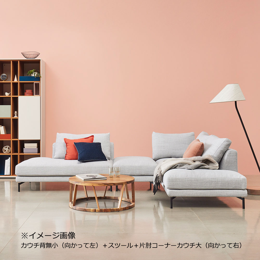 Abitamoda(アビタモーダ)カウチソファ 3点セット「ルイズ」片肘コーナーカウチ大(向かって右)+スツール+カウチ背無小(向かって左)カバーリング仕様 #6_6101 金属脚全2色【受注生産品】