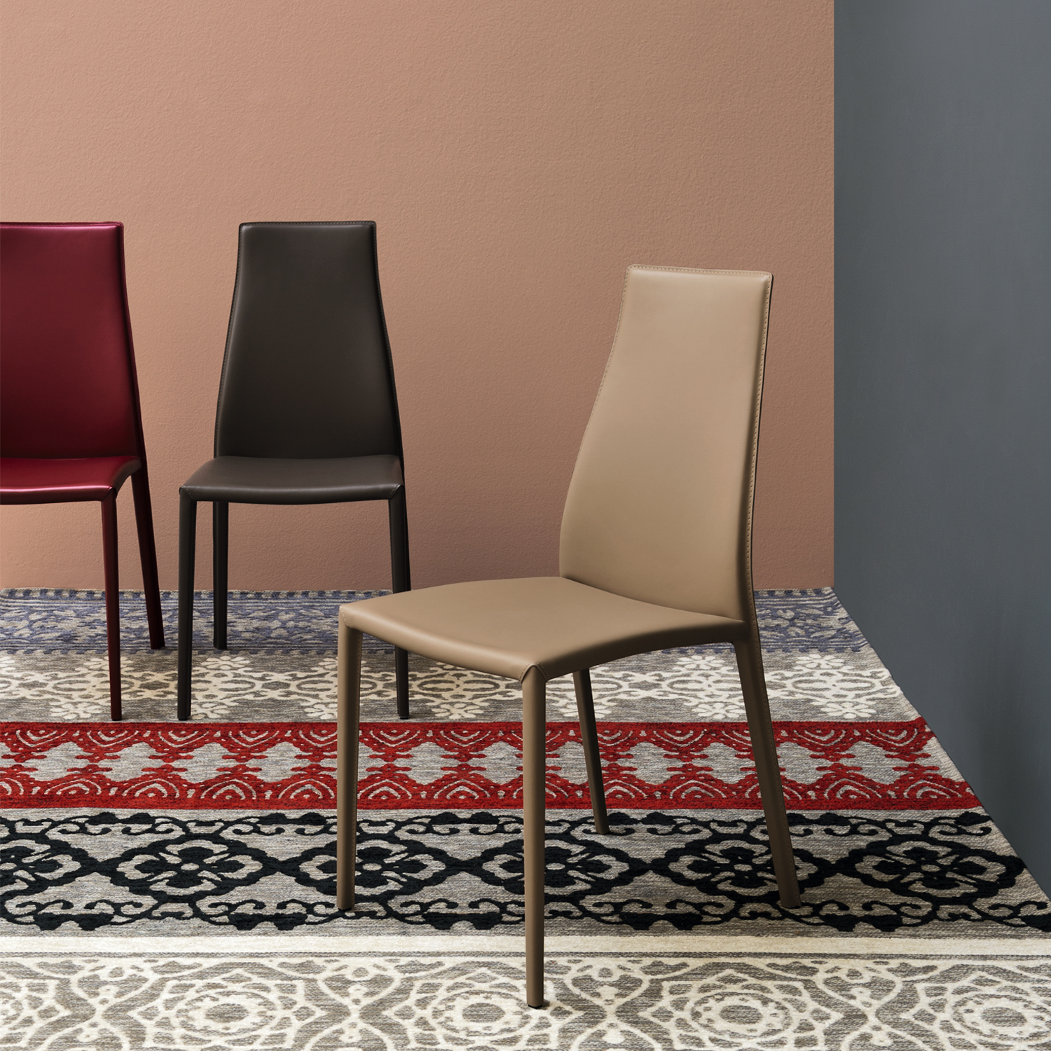 Calligaris（カリガリス）ダイニングチェア「Aida CS1484」革ナチュラル色
