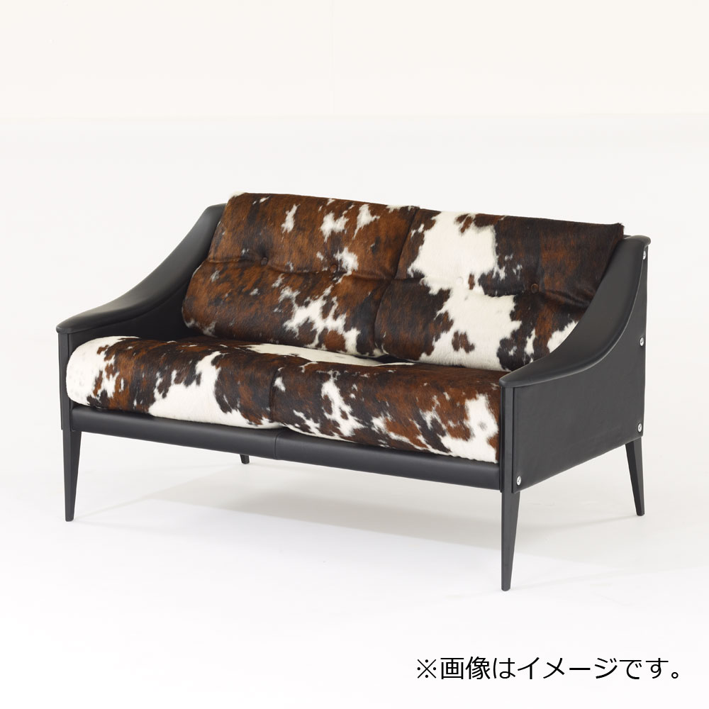 PoltronaFrau(ポルトローナ・フラウ)ラブソファ「デッザ」革ブラック色 座面カウスキン