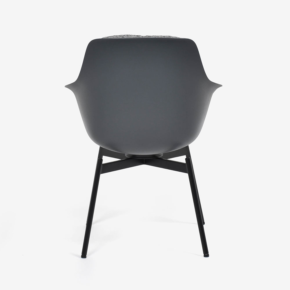 ROLF BENZ（ロルフベンツ）ダイニングチェア「600」回転式　座面：布グレー色　シートシェル：プラスチックアントラサイト色　脚：スチールブラック色【次回入荷未定】