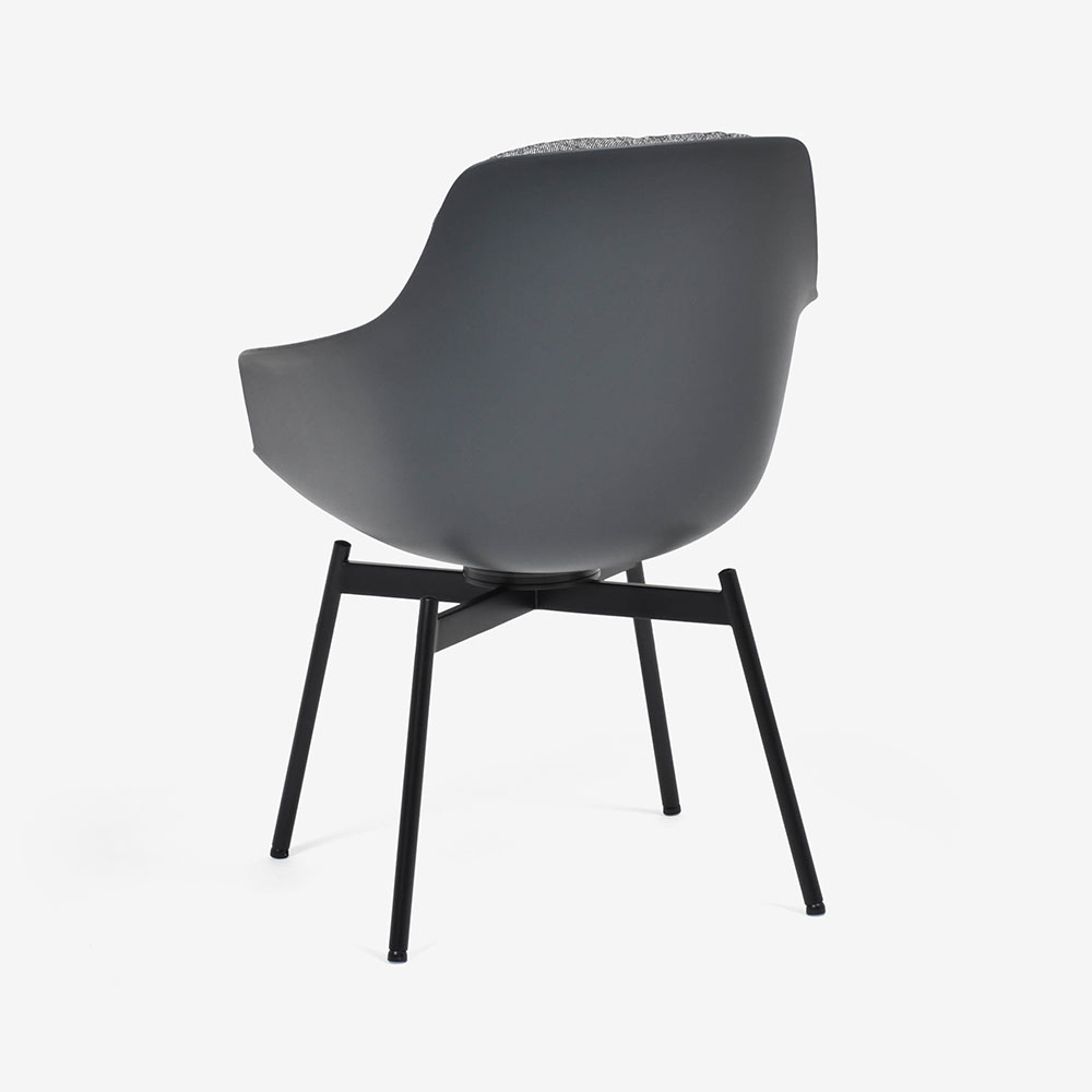 ROLF BENZ（ロルフベンツ）ダイニングチェア「600」回転式　座面：布グレー色　シートシェル：プラスチックアントラサイト色　脚：スチールブラック色【次回入荷未定】