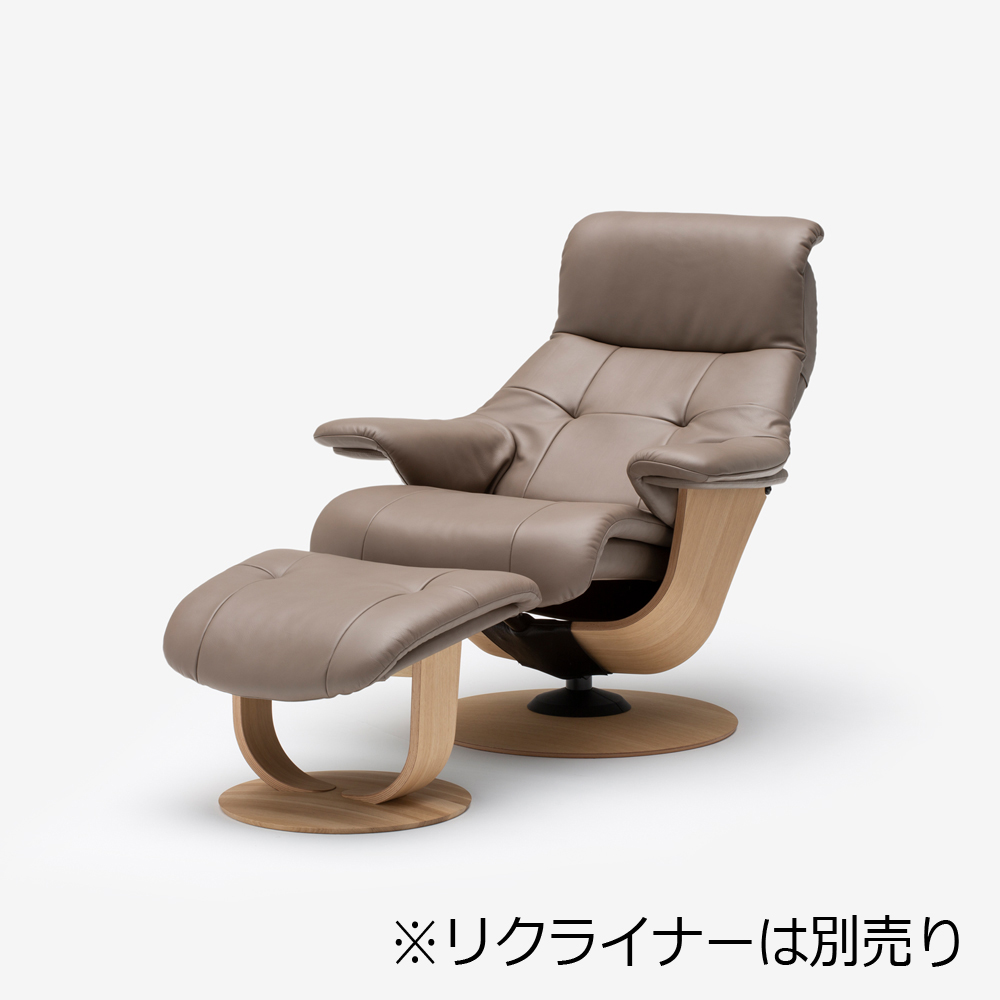 カリモク家具 オットマン「R307」半革 #X803 カーキ色 木部ピュアオーク色