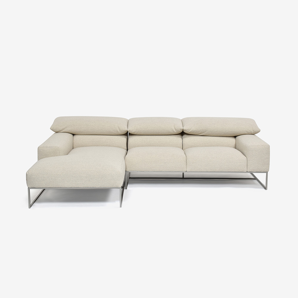 erba（エルバイタリア）カウチソファ2点セット 向って左カウチ「フォーエバーヤング」幅250cm 布#SUPER ブークレ ベージュ色【お手入れキットの特典付き】