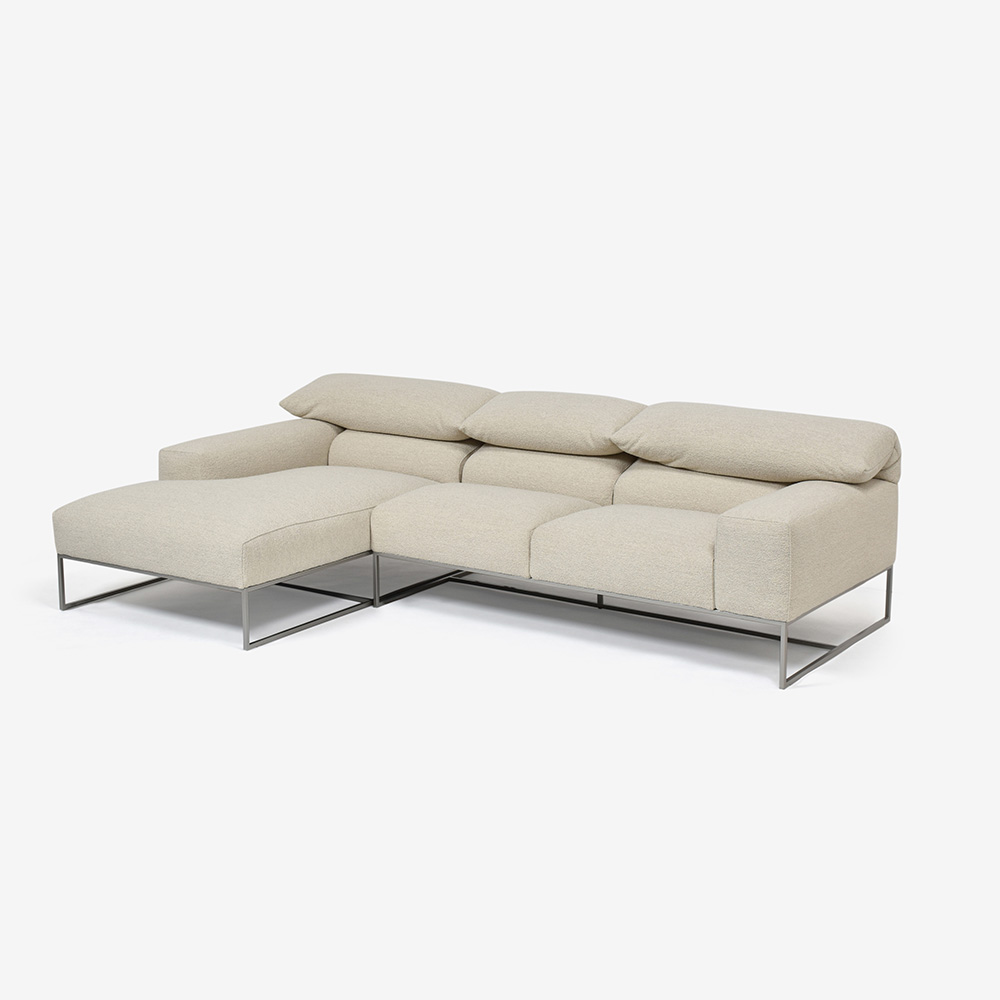 erba(エルバイタリア)カウチソファ2点セット 向って左カウチ「フォーエバーヤング」幅250cm 布#SUPER ブークレ ベージュ色【お手入れキットの特典付き】