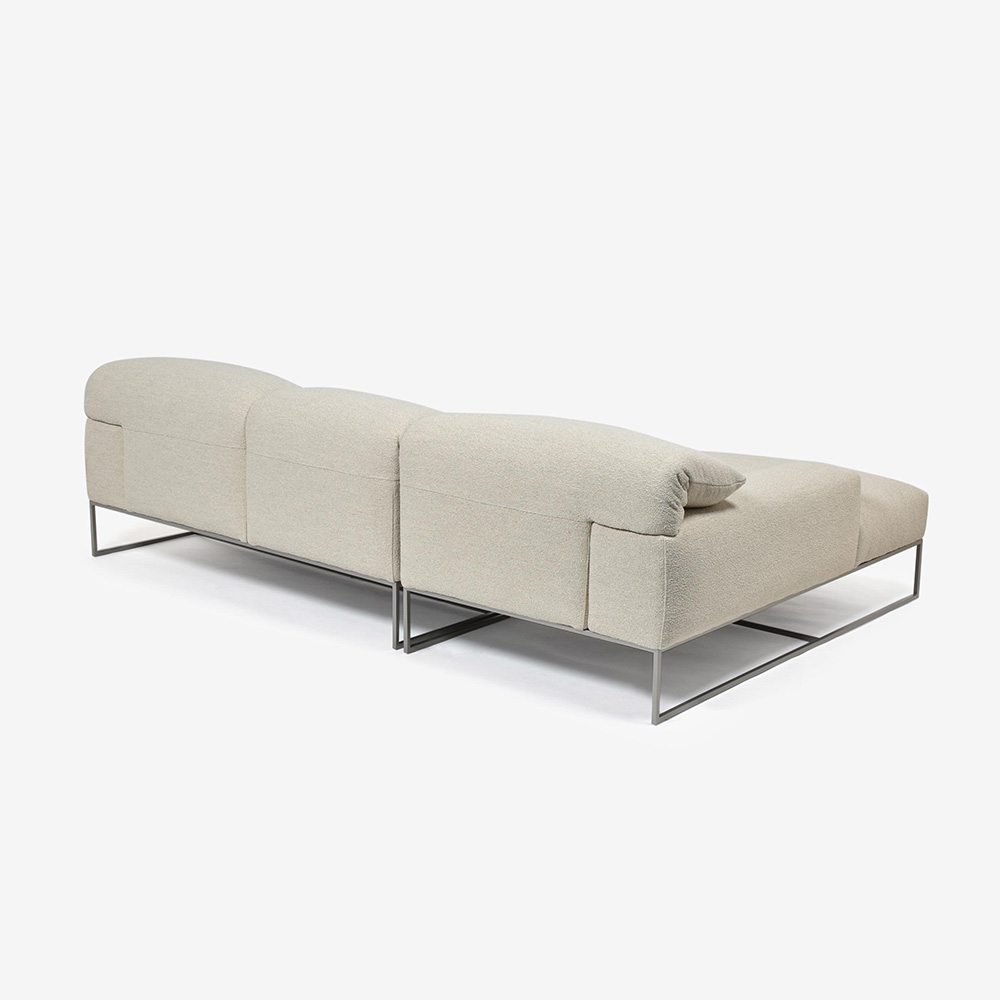 erba(エルバイタリア)カウチソファ2点セット 向って左カウチ「フォーエバーヤング」幅250cm 布#SUPER ブークレ ベージュ色【お手入れキットの特典付き】