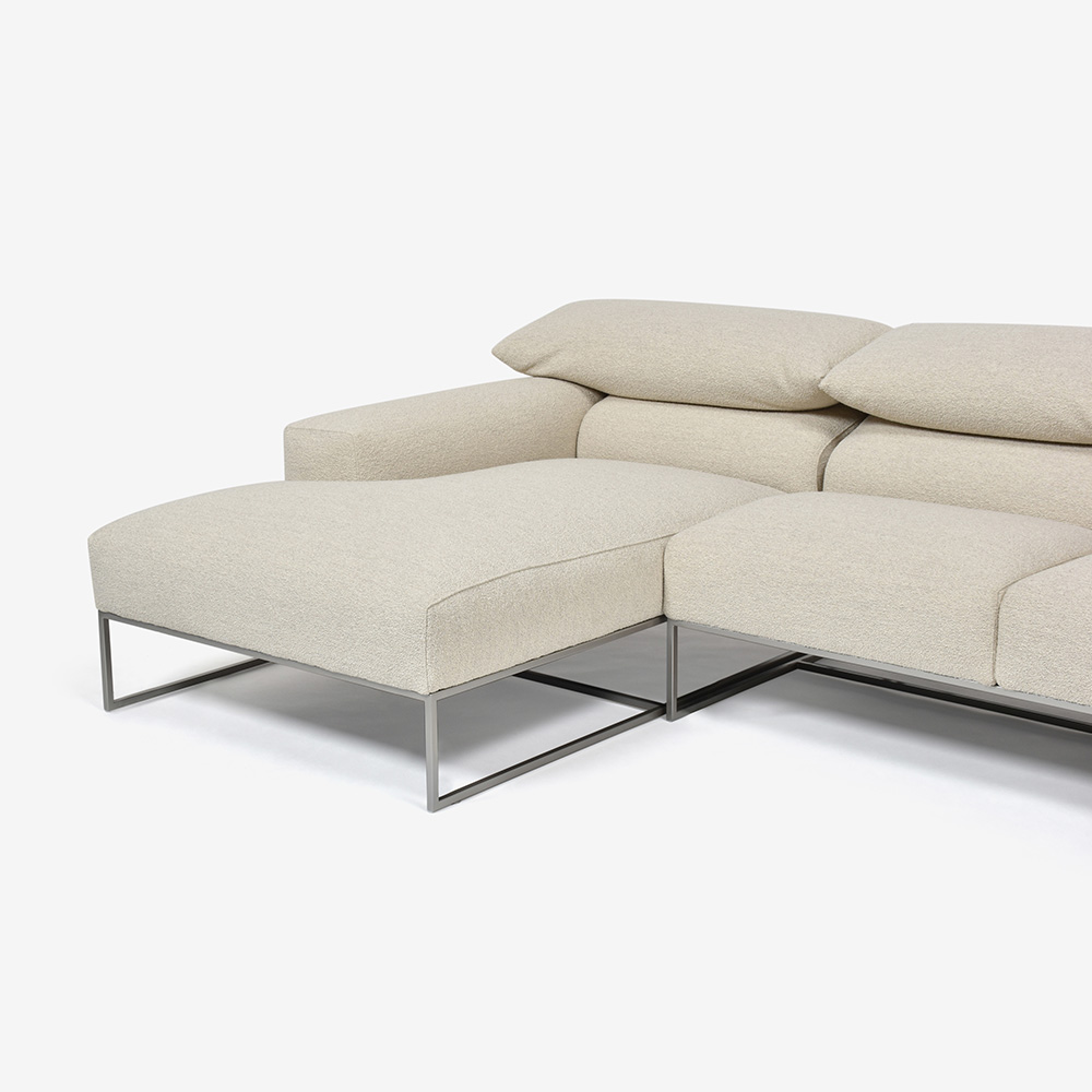 erba(エルバイタリア)カウチソファ2点セット 向って左カウチ「フォーエバーヤング」幅250cm 布#SUPER ブークレ ベージュ色【お手入れキットの特典付き】