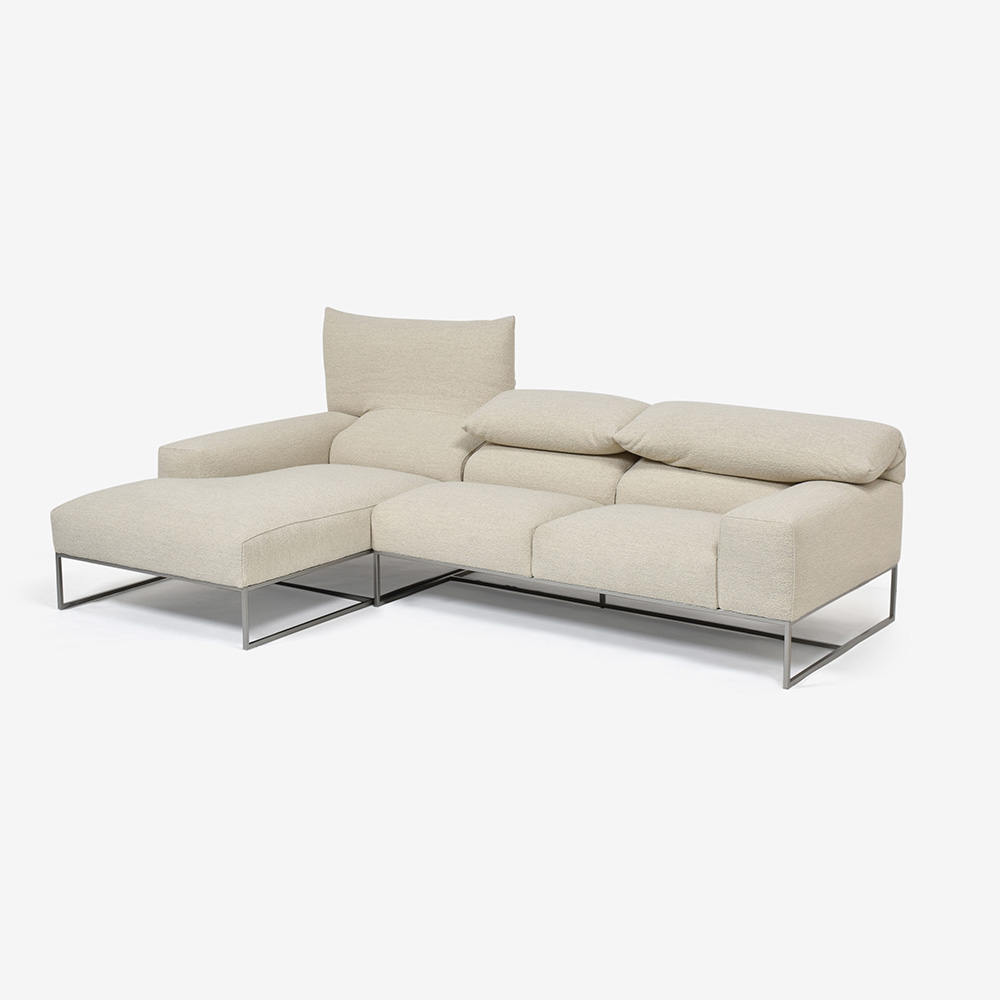 erba(エルバイタリア)カウチソファ2点セット 向って左カウチ「フォーエバーヤング」幅250cm 布#SUPER ブークレ ベージュ色【お手入れキットの特典付き】