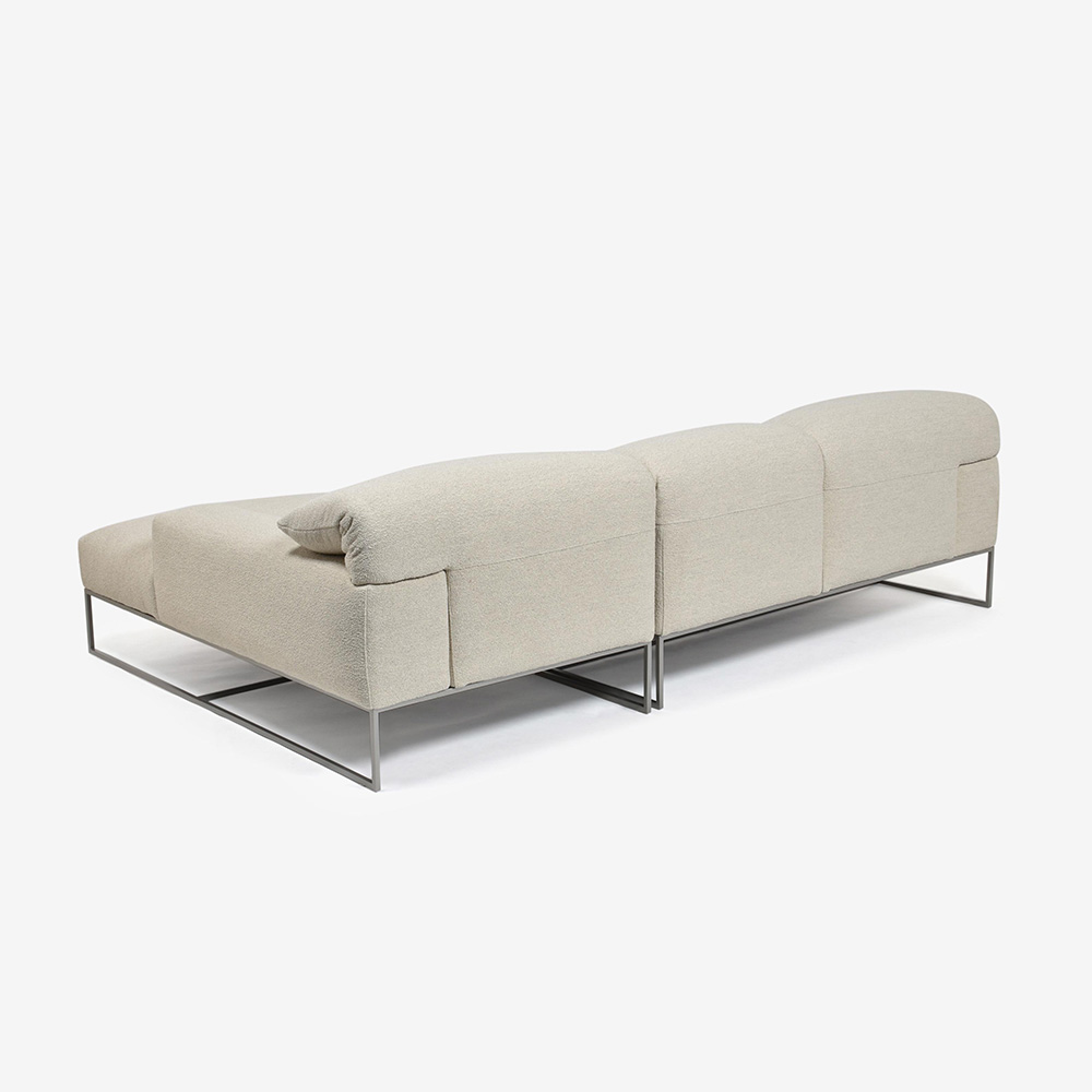 erba(エルバイタリア)カウチソファ2点セット 向って右カウチ「フォーエバーヤング」幅250cm 布#SUPER ブークレ ベージュ色【次回入荷未定】【お手入れキットの特典付き】